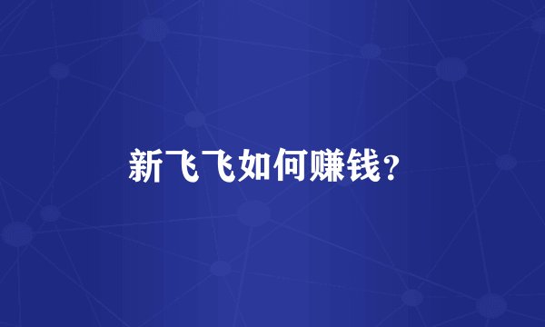 新飞飞如何赚钱？