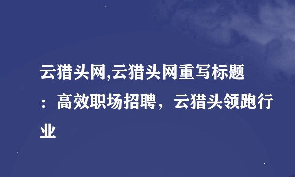 云猎头网,云猎头网重写标题：高效职场招聘，云猎头领跑行业