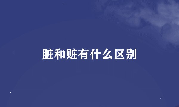 脏和赃有什么区别