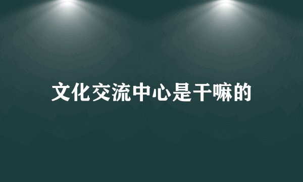 文化交流中心是干嘛的