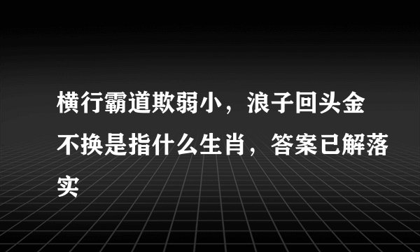 横行霸道欺弱小，浪子回头金不换是指什么生肖，答案已解落实