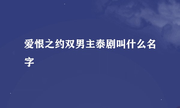 爱恨之约双男主泰剧叫什么名字