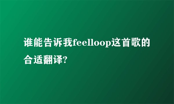 谁能告诉我feelloop这首歌的合适翻译?
