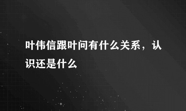 叶伟信跟叶问有什么关系，认识还是什么