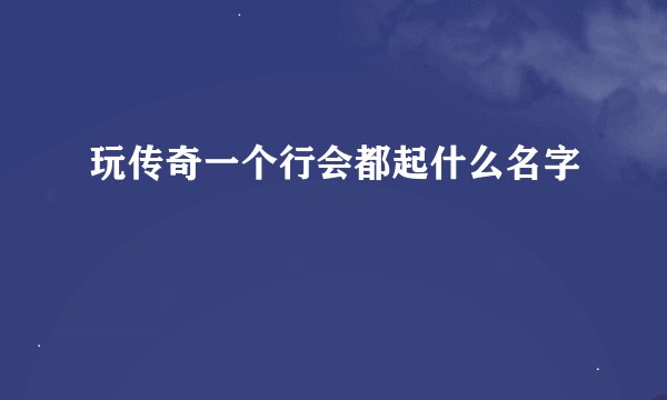 玩传奇一个行会都起什么名字
