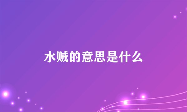 水贼的意思是什么