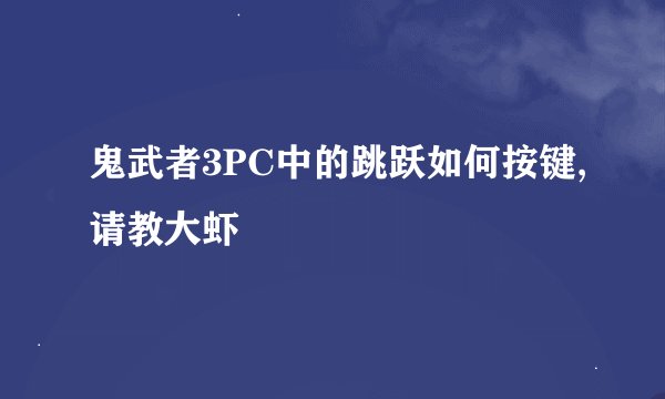 鬼武者3PC中的跳跃如何按键,请教大虾