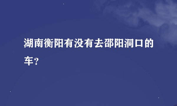 湖南衡阳有没有去邵阳洞口的车？
