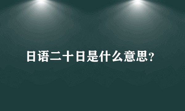 日语二十日是什么意思？