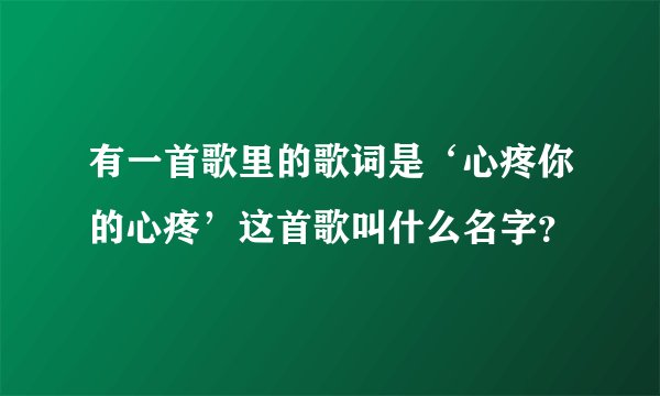 有一首歌里的歌词是‘心疼你的心疼’这首歌叫什么名字？