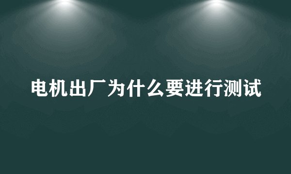 电机出厂为什么要进行测试