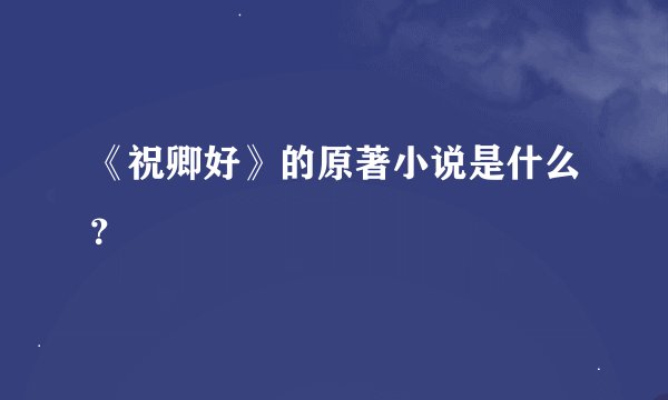 《祝卿好》的原著小说是什么？