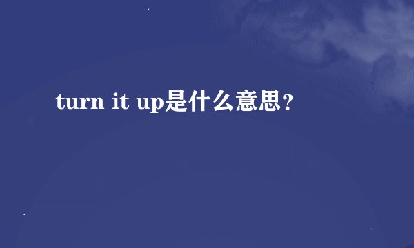 turn it up是什么意思？