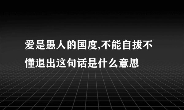 爱是愚人的国度,不能自拔不懂退出这句话是什么意思