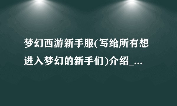 梦幻西游新手服(写给所有想进入梦幻的新手们)介绍_梦幻西游新手服(写给所有想进入梦幻的新手们)是什么