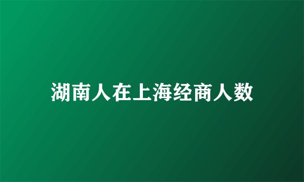 湖南人在上海经商人数