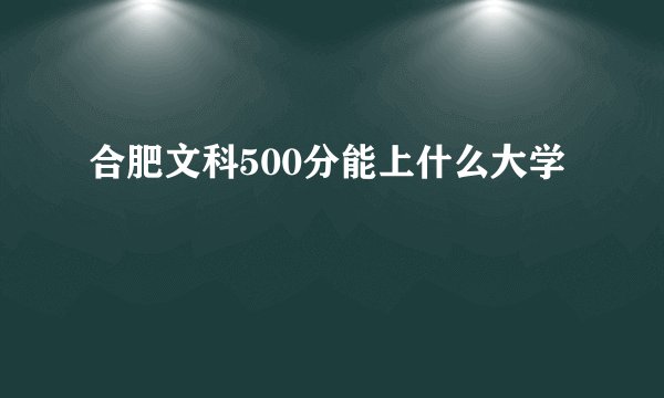 合肥文科500分能上什么大学