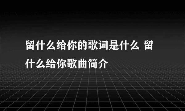 留什么给你的歌词是什么 留什么给你歌曲简介