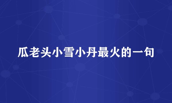 瓜老头小雪小丹最火的一句