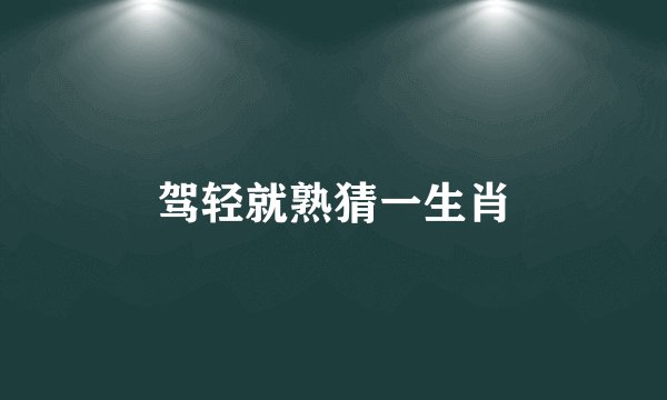 驾轻就熟猜一生肖
