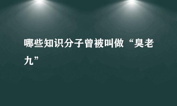 哪些知识分子曾被叫做“臭老九”