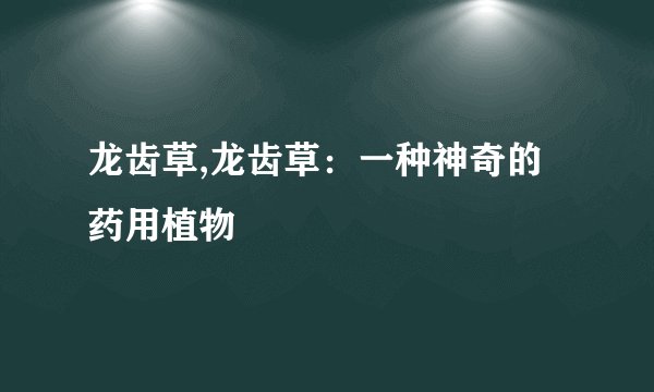龙齿草,龙齿草：一种神奇的药用植物