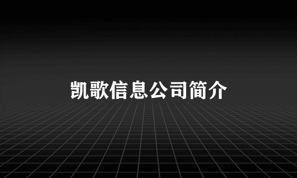 凯歌信息公司简介