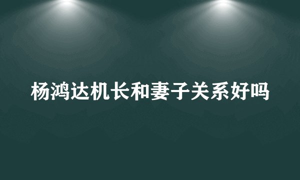 杨鸿达机长和妻子关系好吗