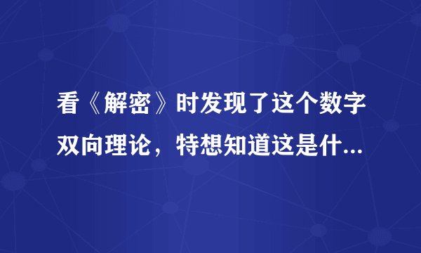 看《解密》时发现了这个数字双向理论，特想知道这是什么，求各位大神解答，数字双向理论是什么?谢谢!