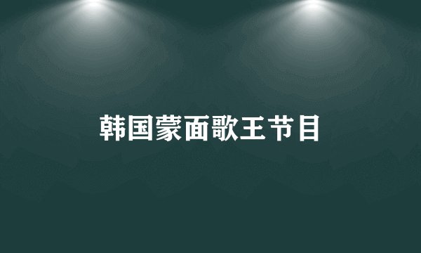 韩国蒙面歌王节目