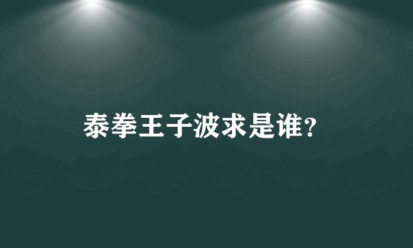 泰拳王子波求是谁？