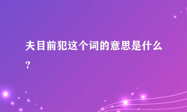夫目前犯这个词的意思是什么？