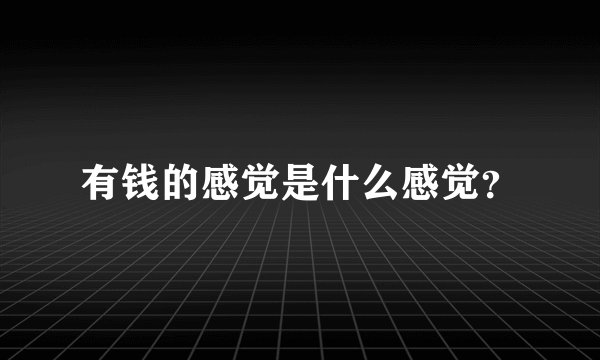 有钱的感觉是什么感觉？
