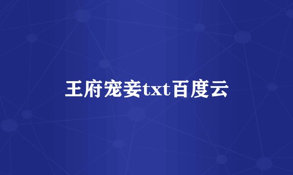 王府宠妾txt百度云