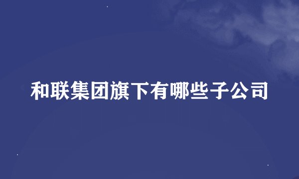 和联集团旗下有哪些子公司