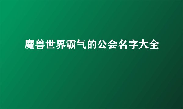 魔兽世界霸气的公会名字大全