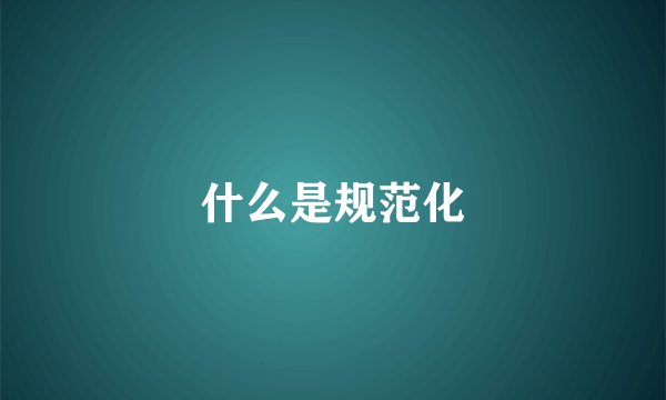 什么是规范化