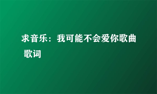 求音乐：我可能不会爱你歌曲 歌词