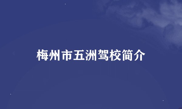 梅州市五洲驾校简介