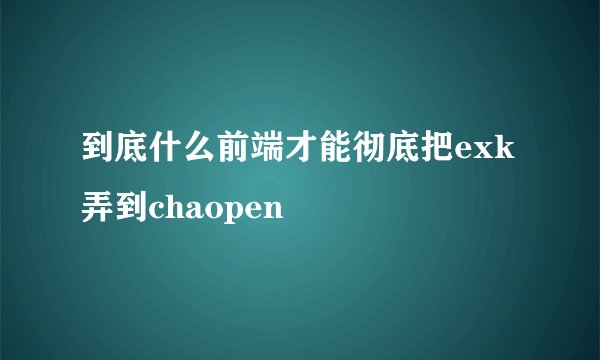 到底什么前端才能彻底把exk弄到chaopen