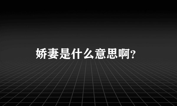 娇妻是什么意思啊？