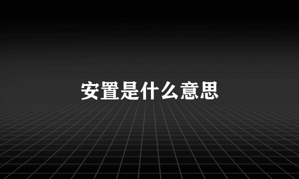安置是什么意思