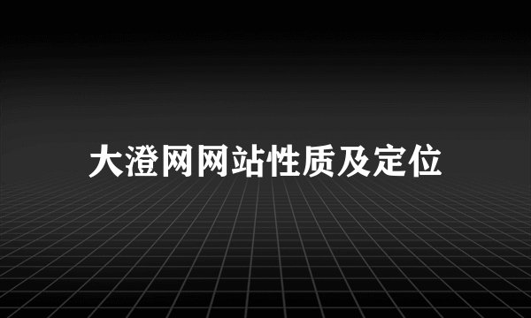 大澄网网站性质及定位