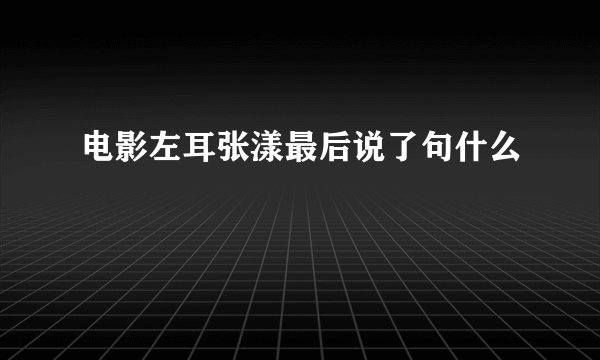 电影左耳张漾最后说了句什么