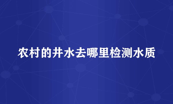农村的井水去哪里检测水质