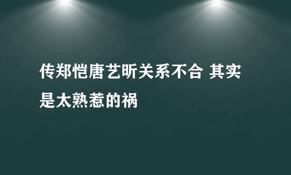 传郑恺唐艺昕关系不合 其实是太熟惹的祸