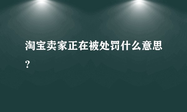 淘宝卖家正在被处罚什么意思?