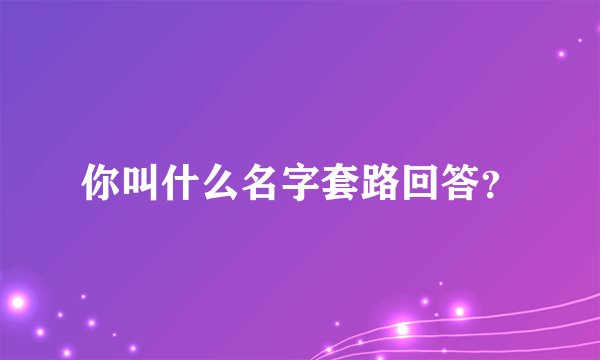 你叫什么名字套路回答？