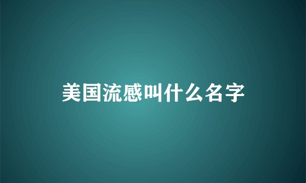 美国流感叫什么名字