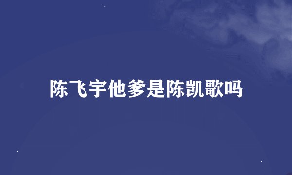 陈飞宇他爹是陈凯歌吗